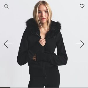 SKIMS Cotton Fleece Faux Fur Lined Zip Up Hoodie Size Large